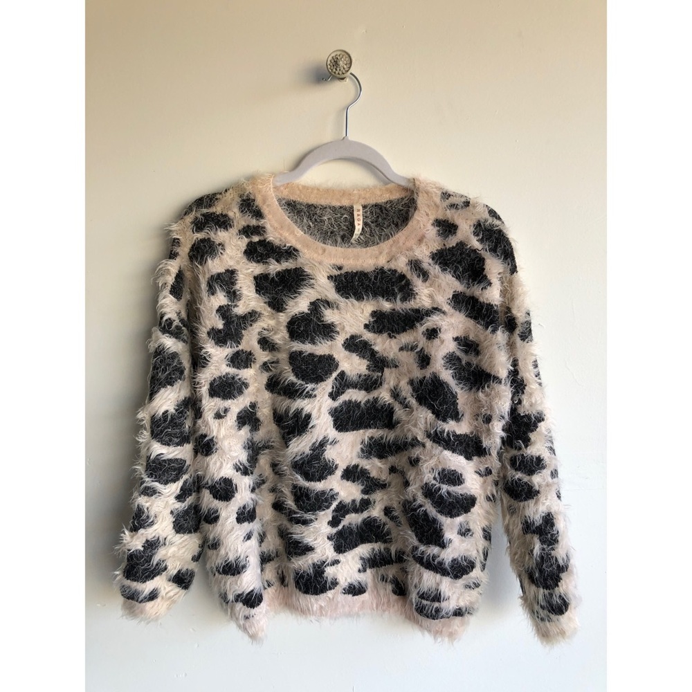 Animal print fuzzy sweater